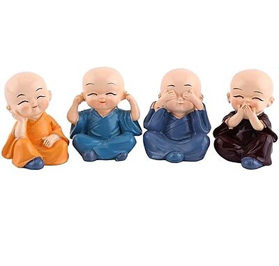 Polyresin Buddha Idol Decorative Showpiece Little Baby Monk Buddha Set of 4 Pcs Lord Buddha Idol (Multicolour) Polyresin Buddha Idol Decorative Showpiece Little Baby Monk Buddha Set of 4 Pcs Lord Buddha Idol (Multicolour)