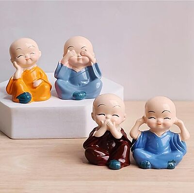 Polyresin Buddha Idol Decorative Showpiece Little Baby Monk Buddha Set of 4 Pcs Lord Buddha Idol (Multicolour) Polyresin Buddha Idol Decorative Showpiece Little Baby Monk Buddha Set of 4 Pcs Lord Buddha Idol (Multicolour)