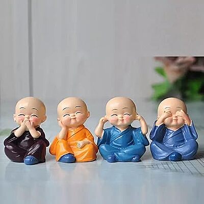 Polyresin Buddha Idol Decorative Showpiece Little Baby Monk Buddha Set of 4 Pcs Lord Buddha Idol (Multicolour) Polyresin Buddha Idol Decorative Showpiece Little Baby Monk Buddha Set of 4 Pcs Lord Buddha Idol (Multicolour)