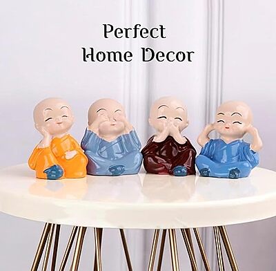 Polyresin Buddha Idol Decorative Showpiece Little Baby Monk Buddha Set of 4 Pcs Lord Buddha Idol (Multicolour) Polyresin Buddha Idol Decorative Showpiece Little Baby Monk Buddha Set of 4 Pcs Lord Buddha Idol (Multicolour)