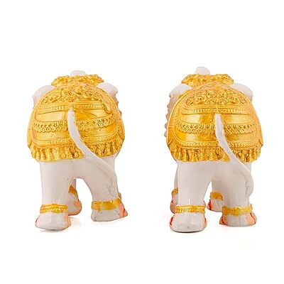 White & Golden Modern Elephant Statues – Set of 2 for Room & Desk Decor White & Golden Modern Elephant Statues – Set of 2 for Room & Desk Decor