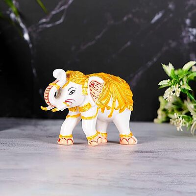 White & Golden Modern Elephant Statues – Set of 2 for Room & Desk Decor White & Golden Modern Elephant Statues – Set of 2 for Room & Desk Decor